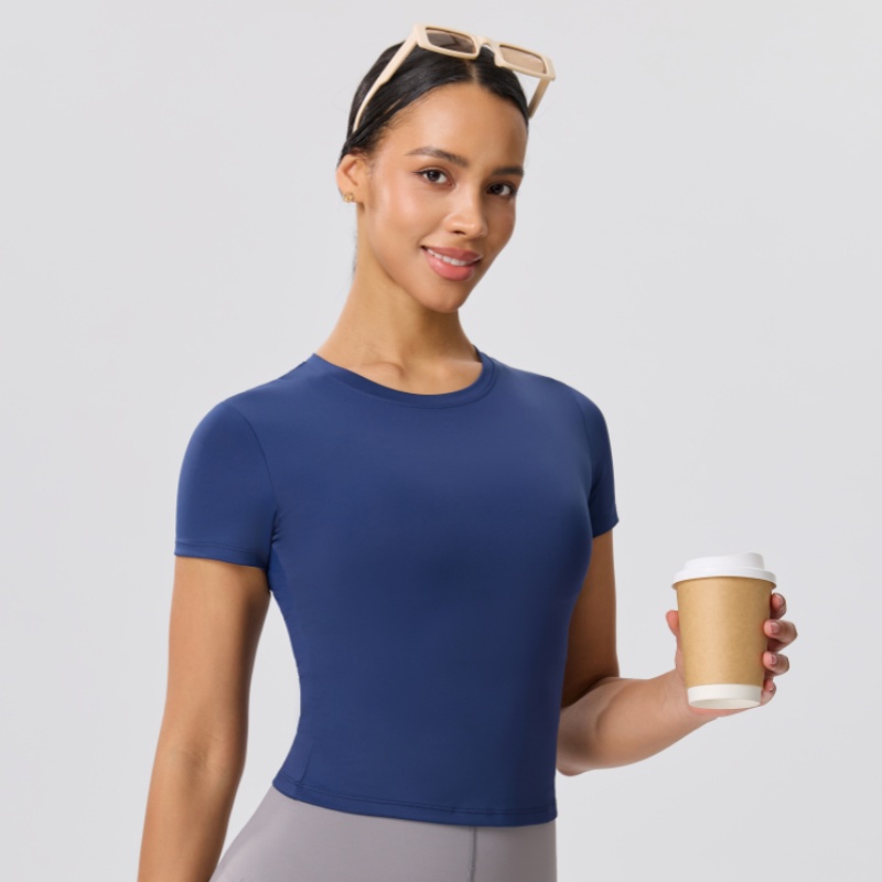 Yoga Fitness Training - Kaos Yoga Kasual Slim Warna Solid