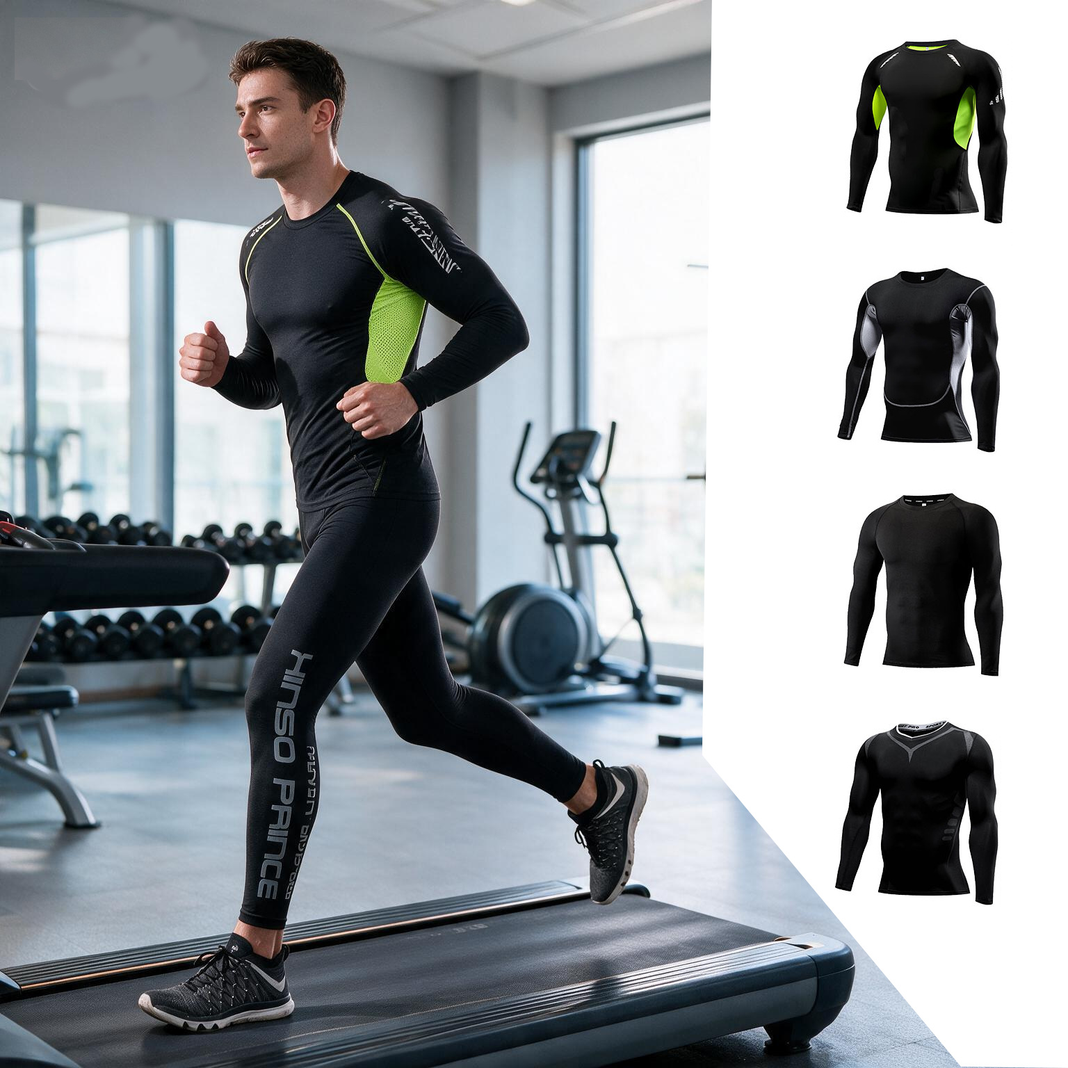 Setelan Olahraga Kompresi Pria - Yoga Fitness Training ulasan dan harga